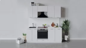 Кухонный гарнитур «Гранита» длиной 200 см со шкафом НБ (Белый/Бетон снежный)